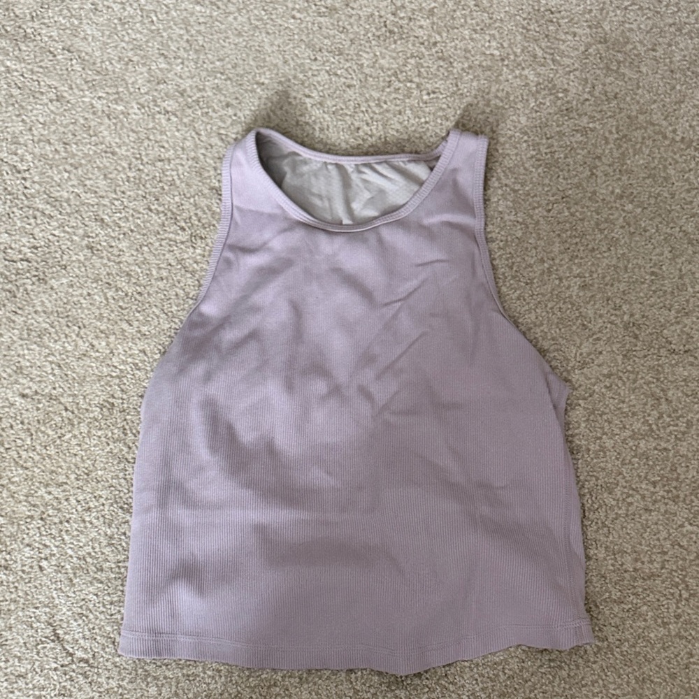 Vuori Lavender Ribbed High-Neck Tank